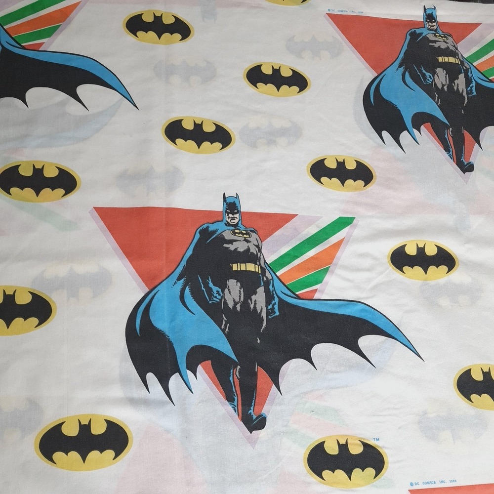 Vintage The Bibb Co Batman Twin Flat Sheet DC Comics 1989 USA Bedding 80s Kids